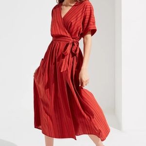 UO Linen Midi Wrap Dress